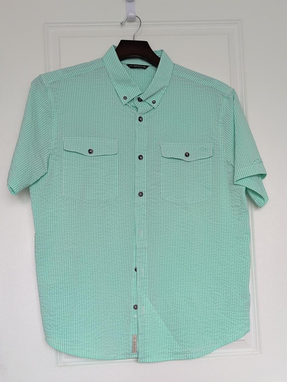 Drake Mint Green Short-Sleeve Button-Down Shirt